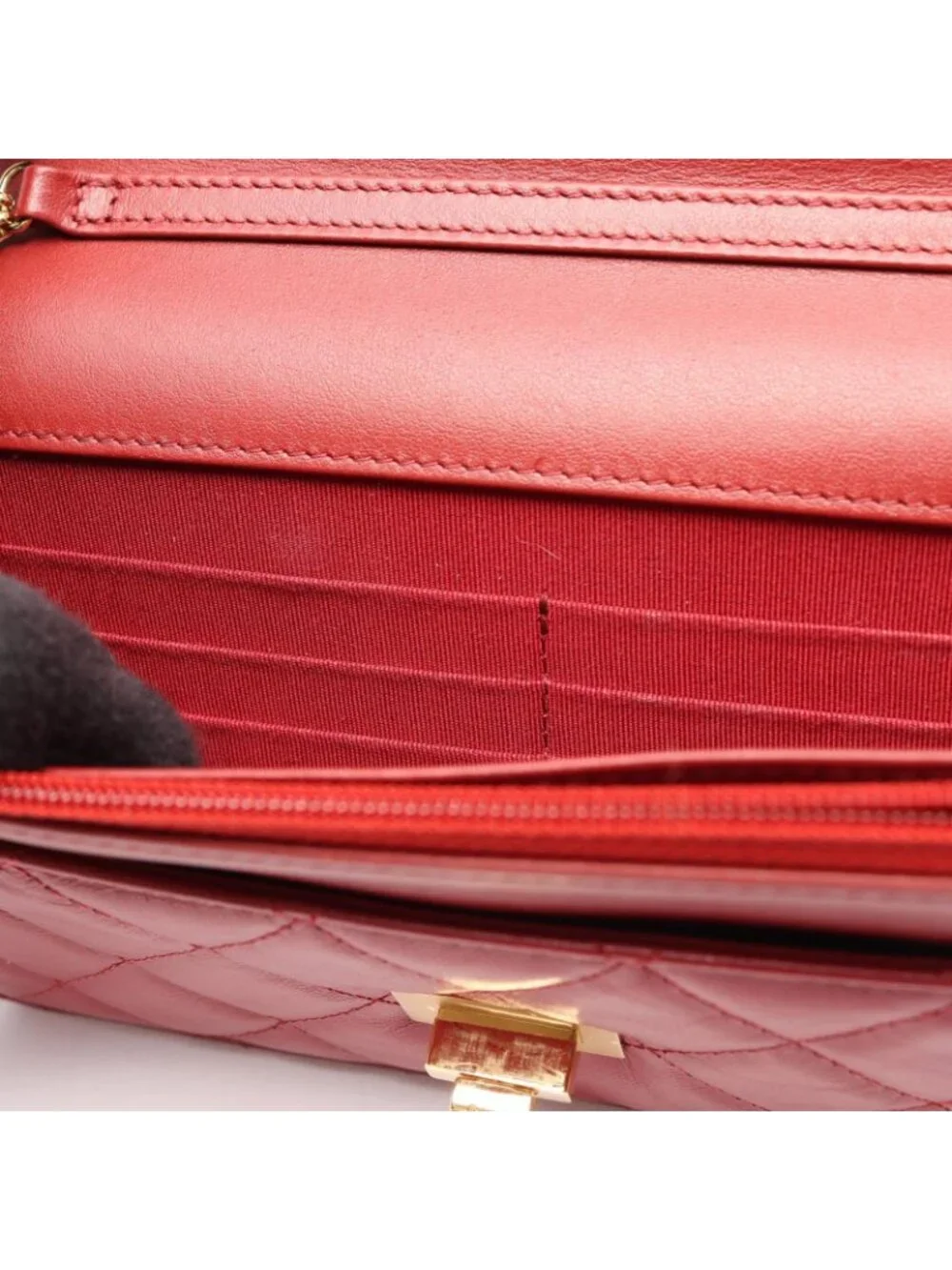 Chanel Shoulder Bag 2.55 Quilted Red Calfskin Chain Wallet
